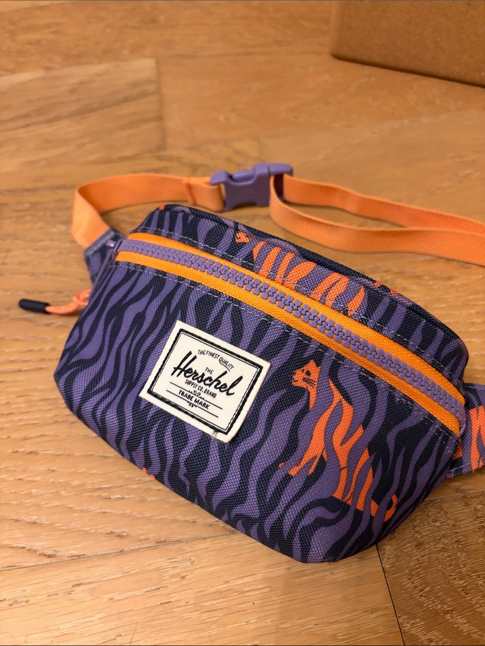 Herschel Supply Company Kids Purple and Orange Tiger Print Waist Bag